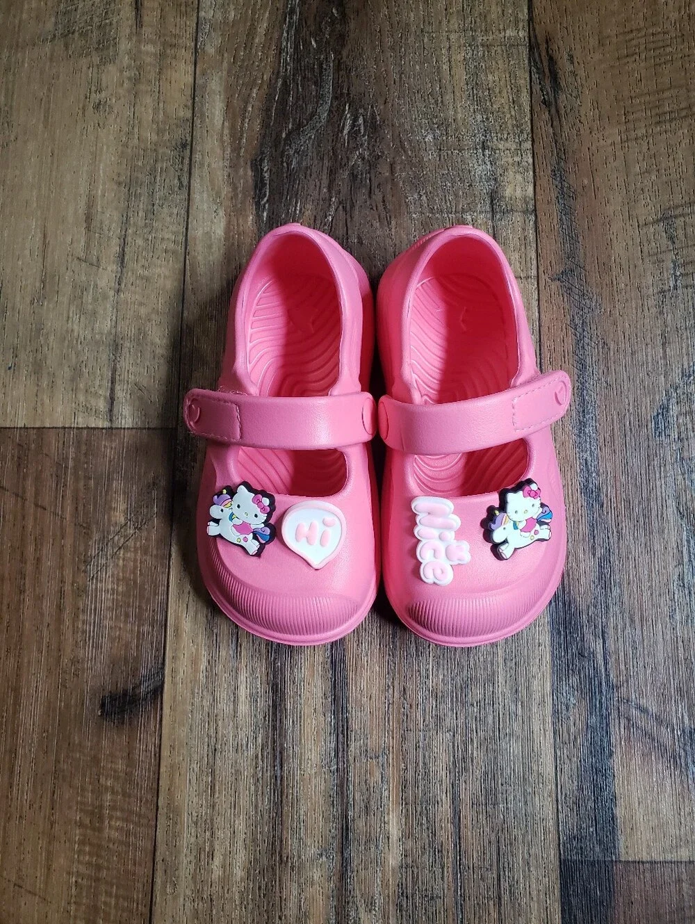 Toddler Girls Sz 7  Pink Mary Jane Clog Shoes with Cute Charms